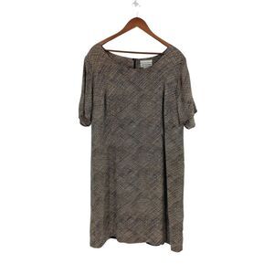 August Max Woman Tan & Black 100% Silk Plus Size Midi Dress Sz 22